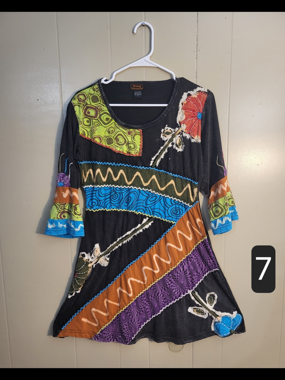 Boho Patchwork Multicolor Tunic Top by No Boundaries